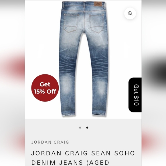 Jordan Craig Sean Soho Denim Jeans (Aged Wash) JM3412A 38x32 Like New - Picture 2 of 7